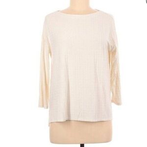 J. JILL S Wearever Collection Small Cream Check Boatneck Blouse Stretch